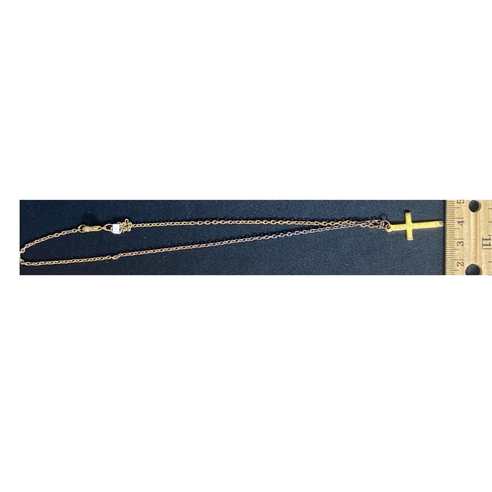 Gold Tone Cross Necklace Religious Pendant‎ Simple Chain Women's Jewelry